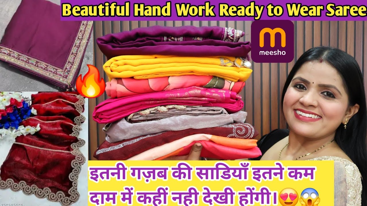 Meesho Huge Ready-to-Wear & Designer Handwork Saree Haul Under ₹700 😱 Wedding & Partywear Sarees
