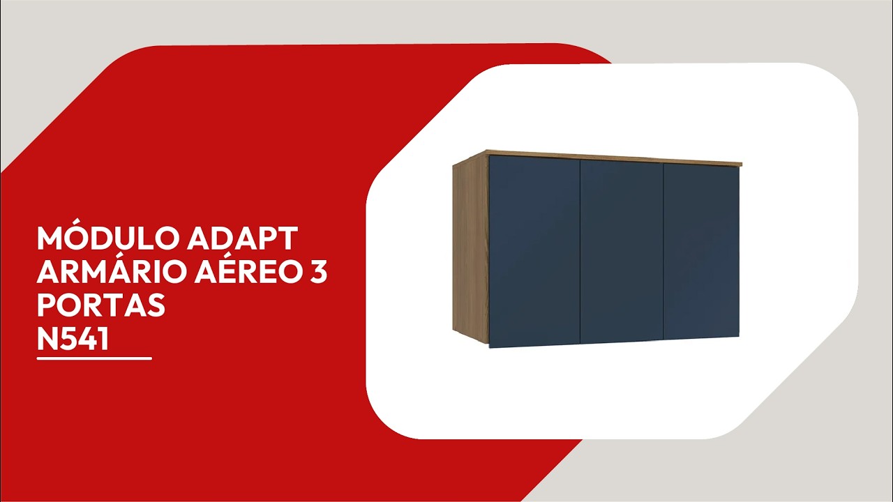 Armário Aéreo 3 Portas Kappesberg Adapt Nogueira/Azul Profundo