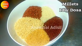 Millets Idly dosa recipe in Tamil|சிறுதானிய இட்லி தோசை மாவு||Healthy Millet Idli dosa batter recipe screenshot 3