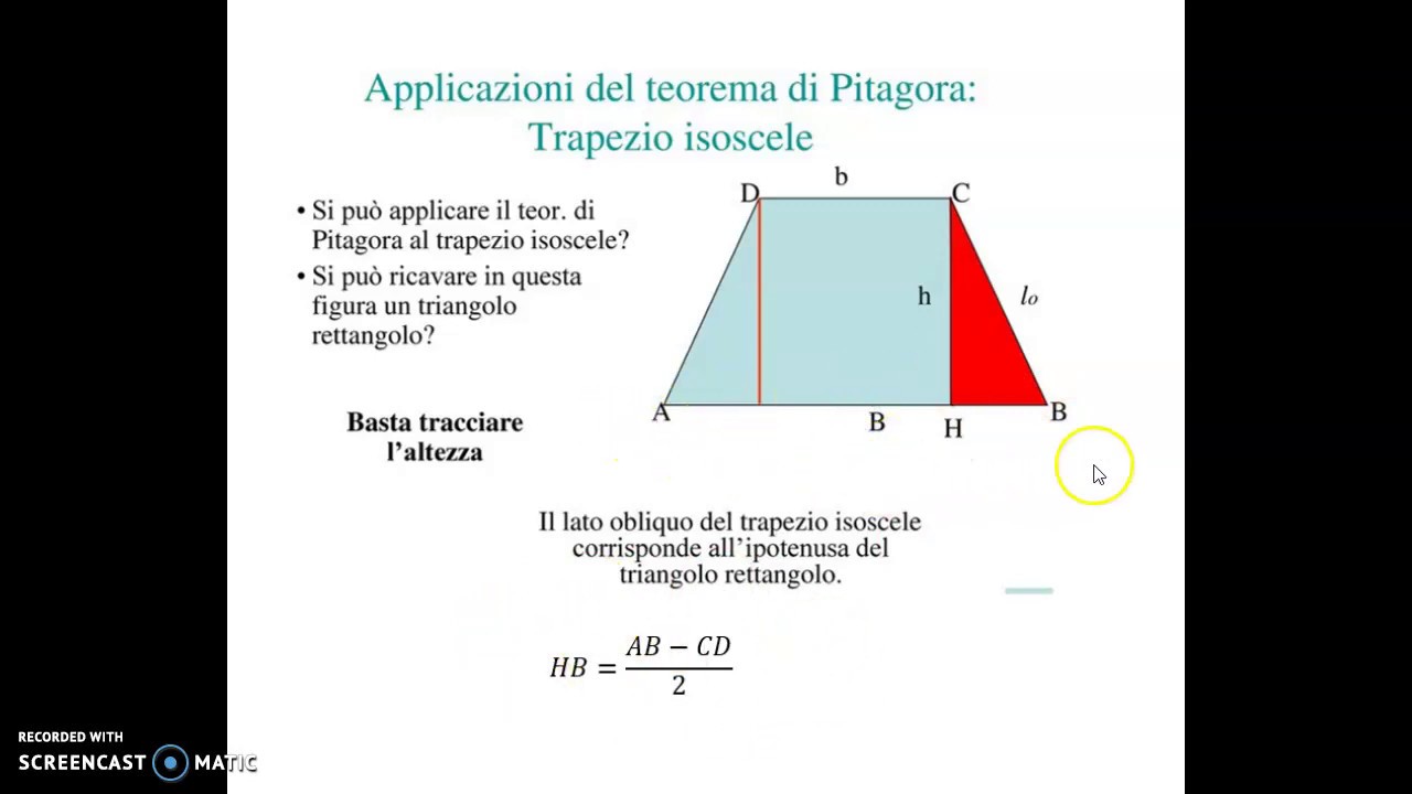 Applicazione Del Teorema Di Pitagora Al Trapezio Isoscele