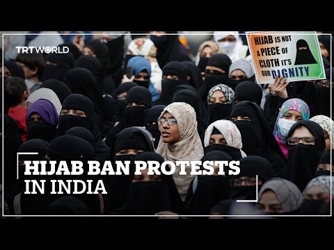 Muslim women protest in India's Jaipur city against hijab ban