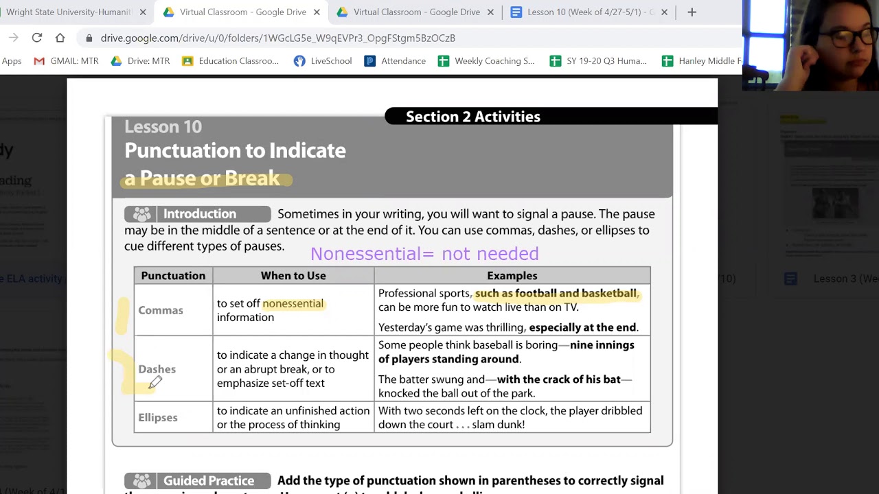 Lesson 10 punctuation to indicate a pause or break YouTube