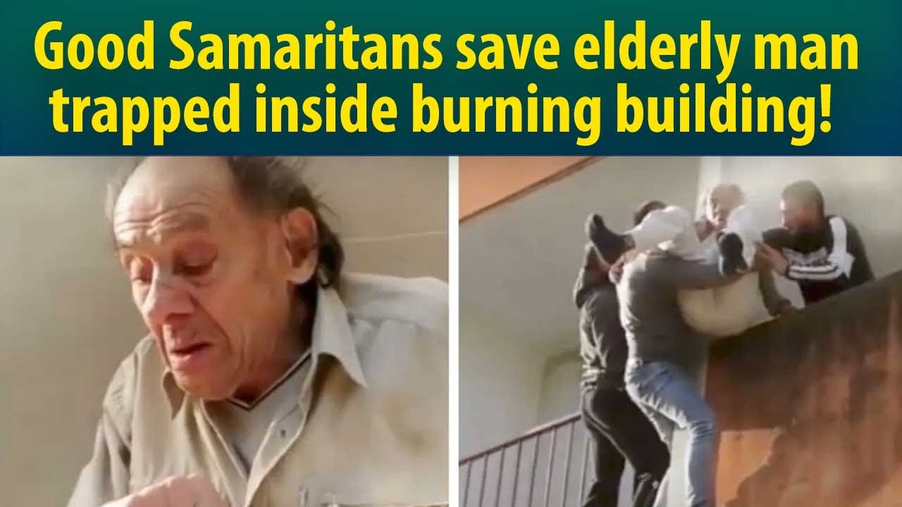 Watch: Good Samaritans save elderly man from burning building - YouTube