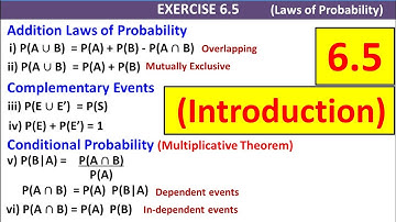 Exercise 6.5 Class 11 Maths  | Ex 6.5 First Year Maths Laws of Probability KPK Book