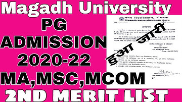 Magadh University  PG admission 2nd merit list session 2020-22,   huaa jari