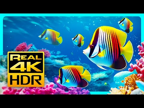 Stunning Aquarium Colors in 4K HDR 🐠 Relax & Meditation Music - Tv Art Screensaver