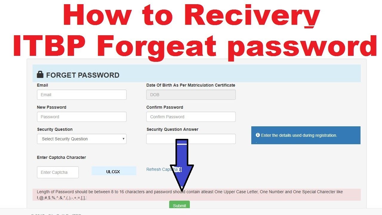 How to Recovery ITBP Forgeat passwoard