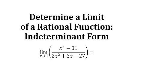 Determine a Limit of  Rational Function: Indeterminant Form (Factor and Simplify)