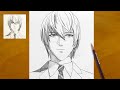 How To Draw Light Yagami Step By Step Death Note Anime Drawing Easy Anime Sketch 