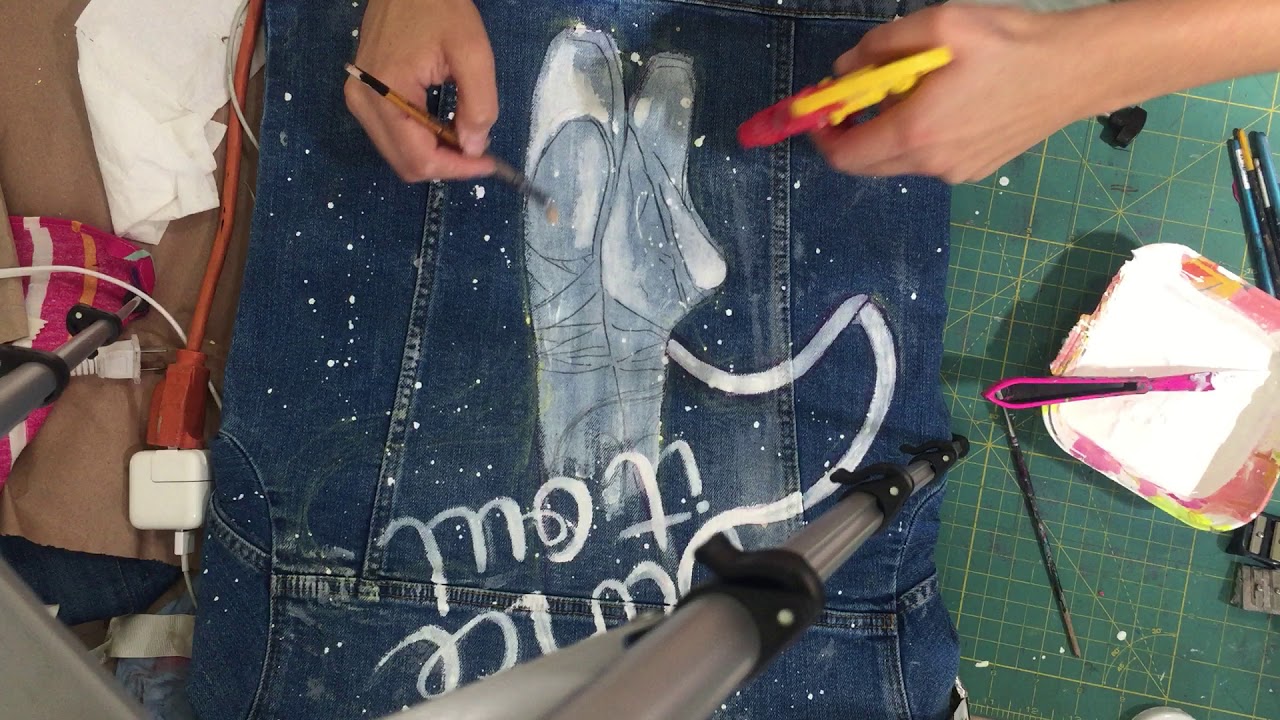 DIY PAINTED DENIM JACKET IMG 5599 - YouTube