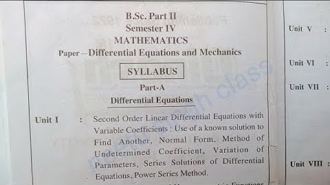 bsc 2nd year 4th semester mathematics syllabus differential Equations and Mechanics