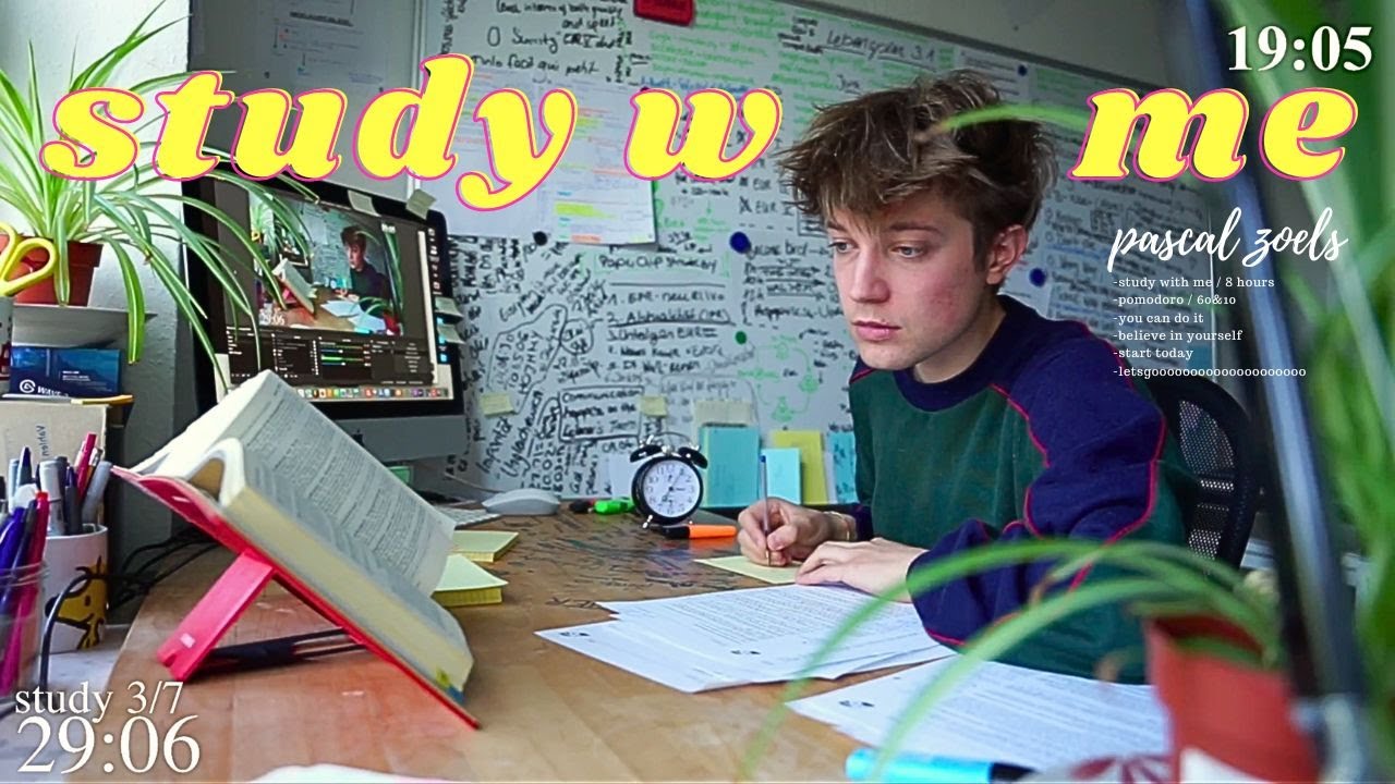 8-HOUR study with me 📚☔️ rain sounds & pomodoro timer 60 & 10 - YouTube