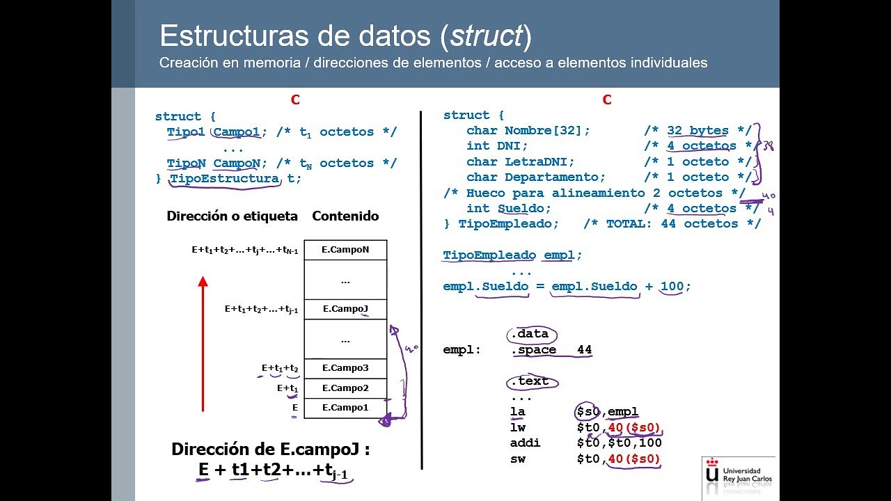 Tipos de datos registro o struct en ensamblador MIPS32 - YouTube