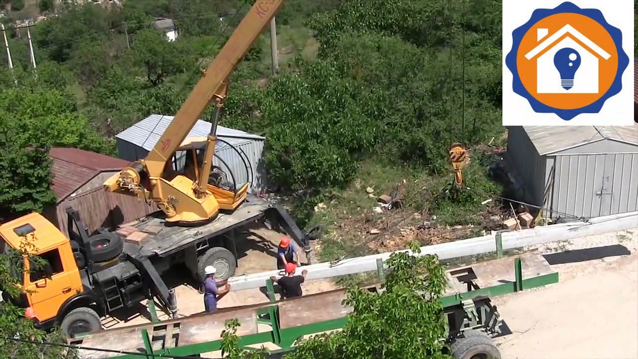 Установка столбов(электрических опор) - YouTube