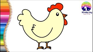 How to draw a hen for kids 🐓| Easy drawing |Step by step |Sketches #kinderjoyart