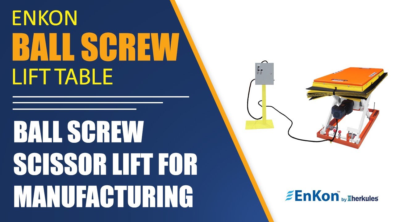 v1389 03 enkon industrial ball screw scissor lift table manufacturing assembly line made in usa