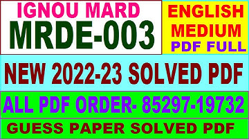 mrde 003 solved assignment 2022-23 / mrde 3 solved assignment 2023 english / ignou mard