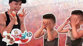 Imani's Twin Brothers Get Surprised with Kinder Surprise Eggs!!