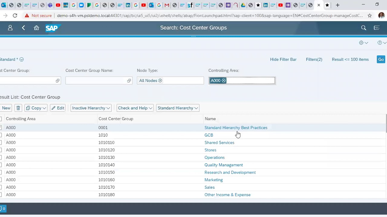 cost center group assignment sap