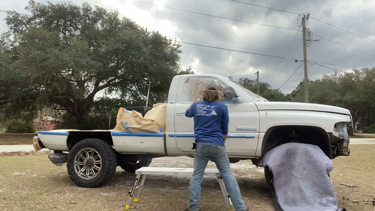 UNDER 75 PAINT JOB! Spray Painting The Work Truck! Surprising