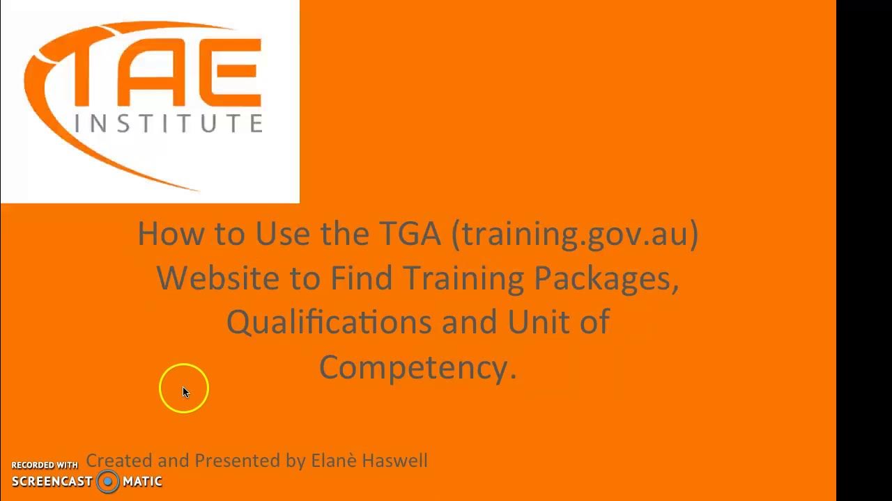 How to use the training.gov.au (TGA) website YouTube