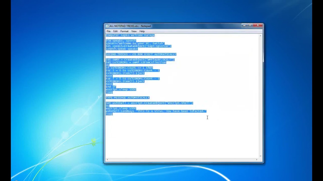 Blogspot Tubes : How To Convert TXT to VBS File - How To .txt To .vbs Convert using Notepad