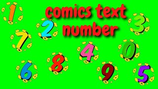 Цифры из комиксов на зеленом фоне | Сomics text number green screen