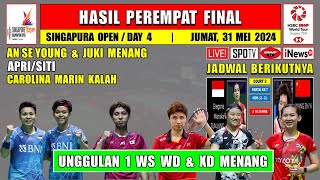 Hasil 8 Besar Singapura Open 2024 Hari Ini ~ APRI/SITI & MARIN Kalah ~ AN SE YOUNG & JUKI Menang