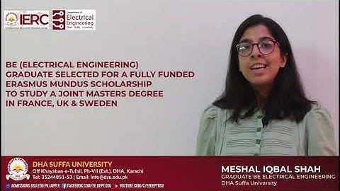 Erasmus Mundus Scholarship Electrical Engineering Dept DHA Suffa University Karachi.
