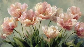 Pink Tulips Oil Paintings | 4K Art Screensaver for TV | 2 Hours | TV Wallpaper screenshot 4