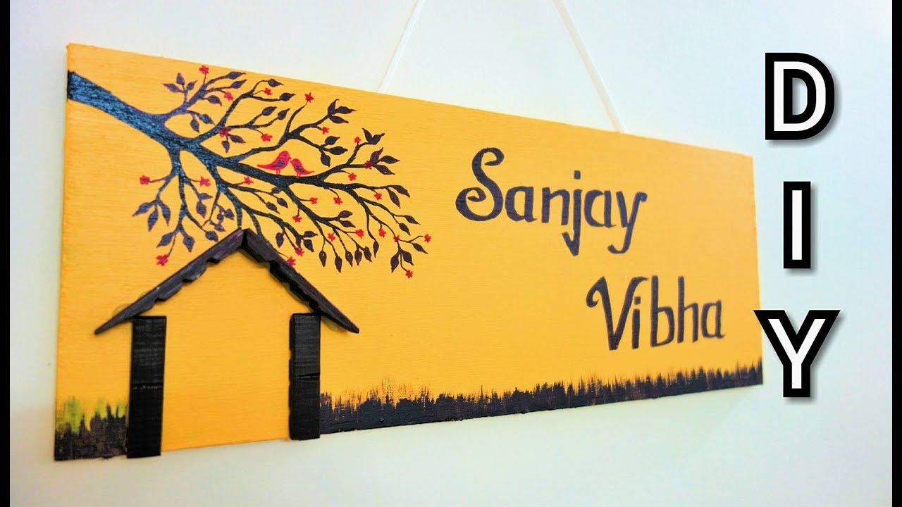 Diy Awesome And Unique Home Made Name Plate Best Out Of Waste Easy Clothespin Diy Projects Youtube