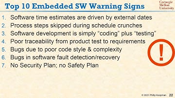 L01 22 Top Ten Embedded Software Warning Signs
