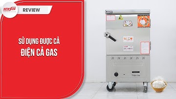 Tủ nấu cơm 6 khay điện, gas inox 201: nhỏ gọn, linh động 2 loại nhiên liệu