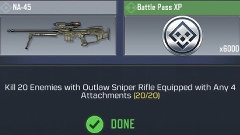 Call Of Duty: Mobile Kill 20 Enemies with Outlaw Sniper Rifle Equipped with Any 4 Attachments