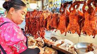 Very Popular! Crispy Roast Pork Belly, Roasted Ducks & Braised Pork Master - Cambodia Street Food