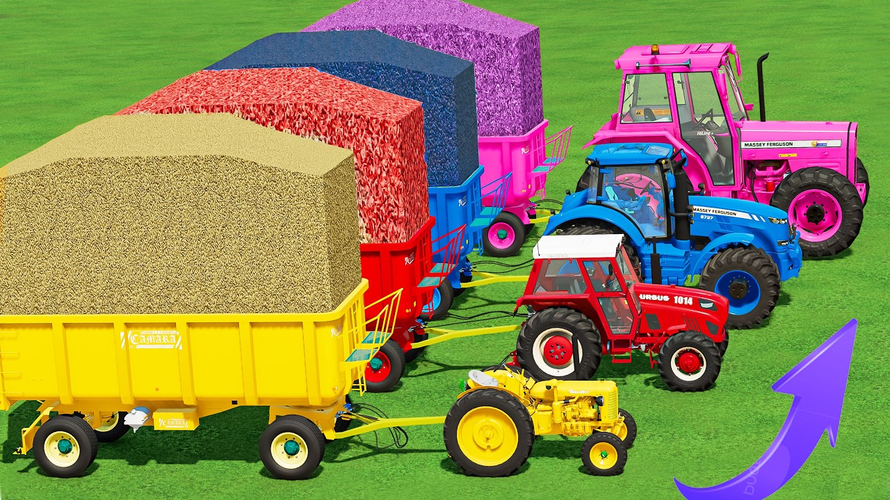 Small to GIANT POWER Tractors and OVERLOAD TRAILER VS HARD MUDDY PARKOUR with PORTAL TRAP - FS25