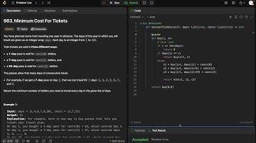 Leetcode 983 - Minimum Cost For Tickets - Python