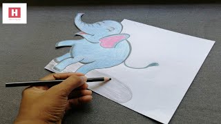 Easy Drawings Elephant Cute 6