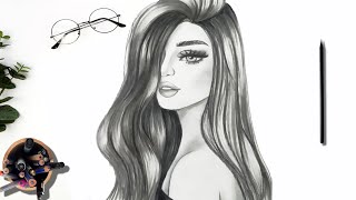 رسم سهل | تعليم رسم بنت كيوت مع شعر طويل سهل خطوه بخطوه للمبتدئين بطريقة سهلة | رسم بنات