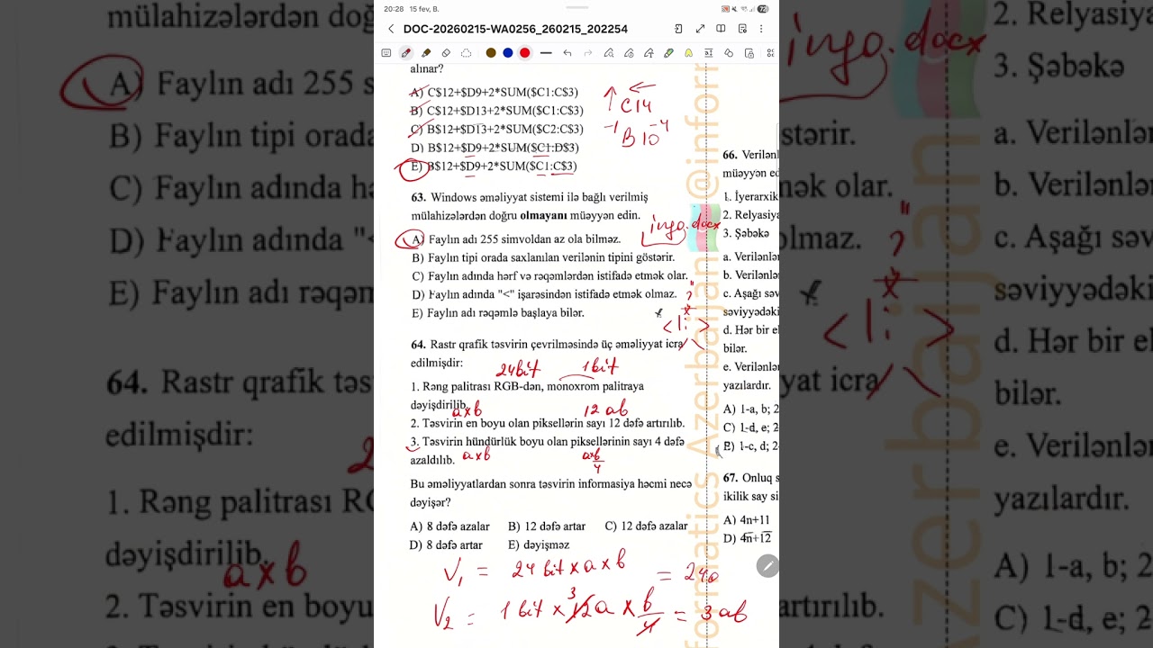 15.02.2026 OTK Sınaq imtahanı - İnformatika - 9-10-cu siniflər 1-ci hissə