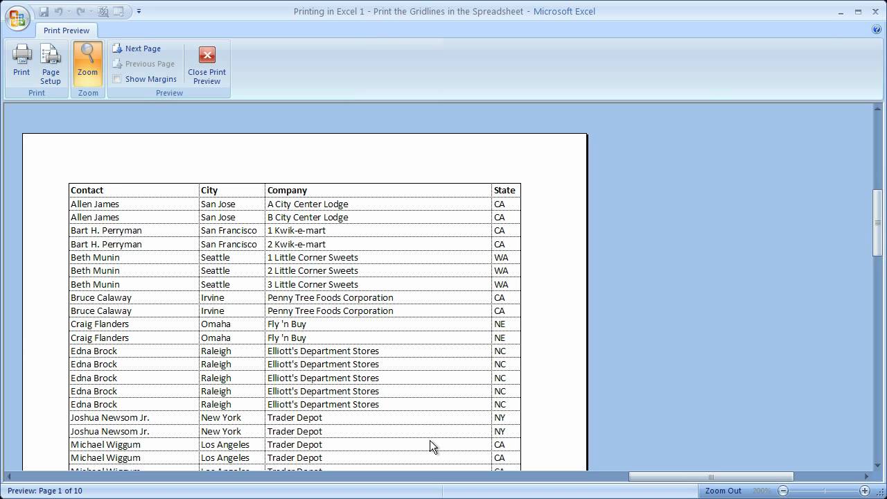 Printing in Excel 1 Print the Gridlines when Excel Spreadsheet is Printed - YouTube