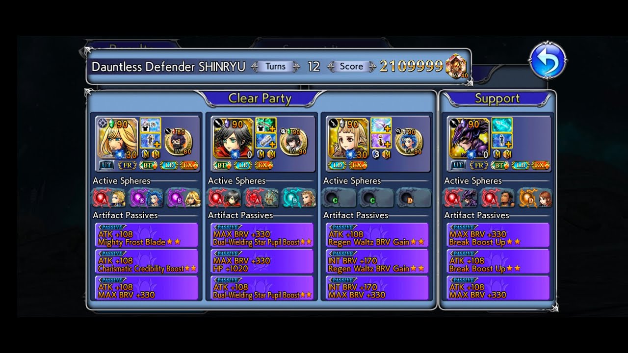 [Dissidia Final Fantasy Opera Omnia Global]Dauntless Defender Shinryu (Kam,Machina & Panelo +Friend)