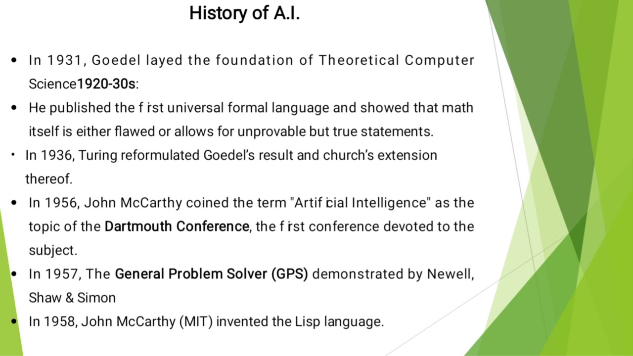 Foundation of AI and History of AI