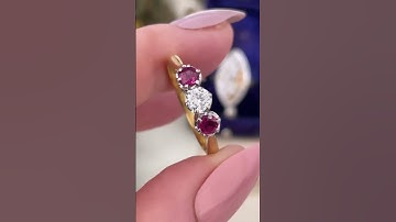 Modern 18ct Yellow Gold Ruby And Diamond Trilogy Ring(Independent Valuation Included For - $7000)