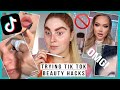 trying TIKTOK makeup hacks 🤔 full fluffy brows in SECONDS? and more! PART 2