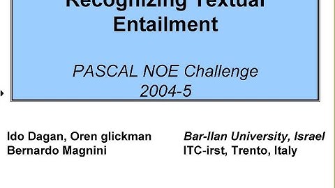 RTE Recognition Textual Entailment Part-1