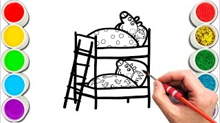 Peppa Pig and George Pig in Bed Drawing, Painting & Coloring For Kids and Toddlers_ Child Art