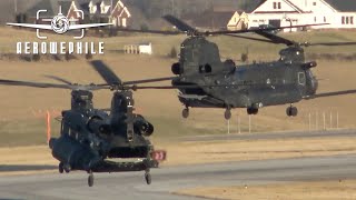 Pair of US Army MH-47G Chinooks (160th SOAR Nightstalkers) Departure from Tri-Cities Airport 16Feb22