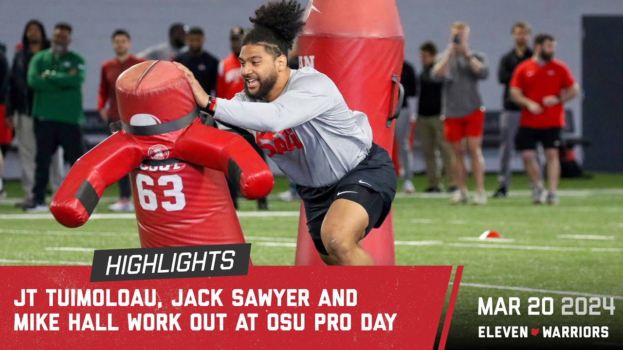 JT Tuimoloau, Jack Sawyer join Mike Hall for defensive line workout at Ohio State’s pro day