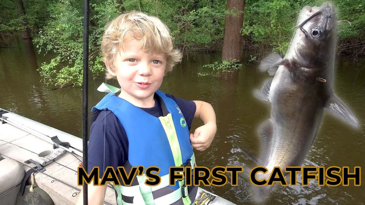 Mav's first Catfish after being caught in a Thunderstorm - Darbonne Bayou.